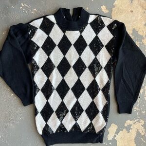 Westbound B&W Sequin Rabbit/Wool sweater
